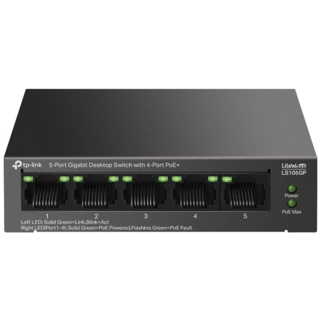 Коммутатор TP-Link LS105GP, Черный - № 1 Коммутатор TP-Link LS105GP, Черный - № 1