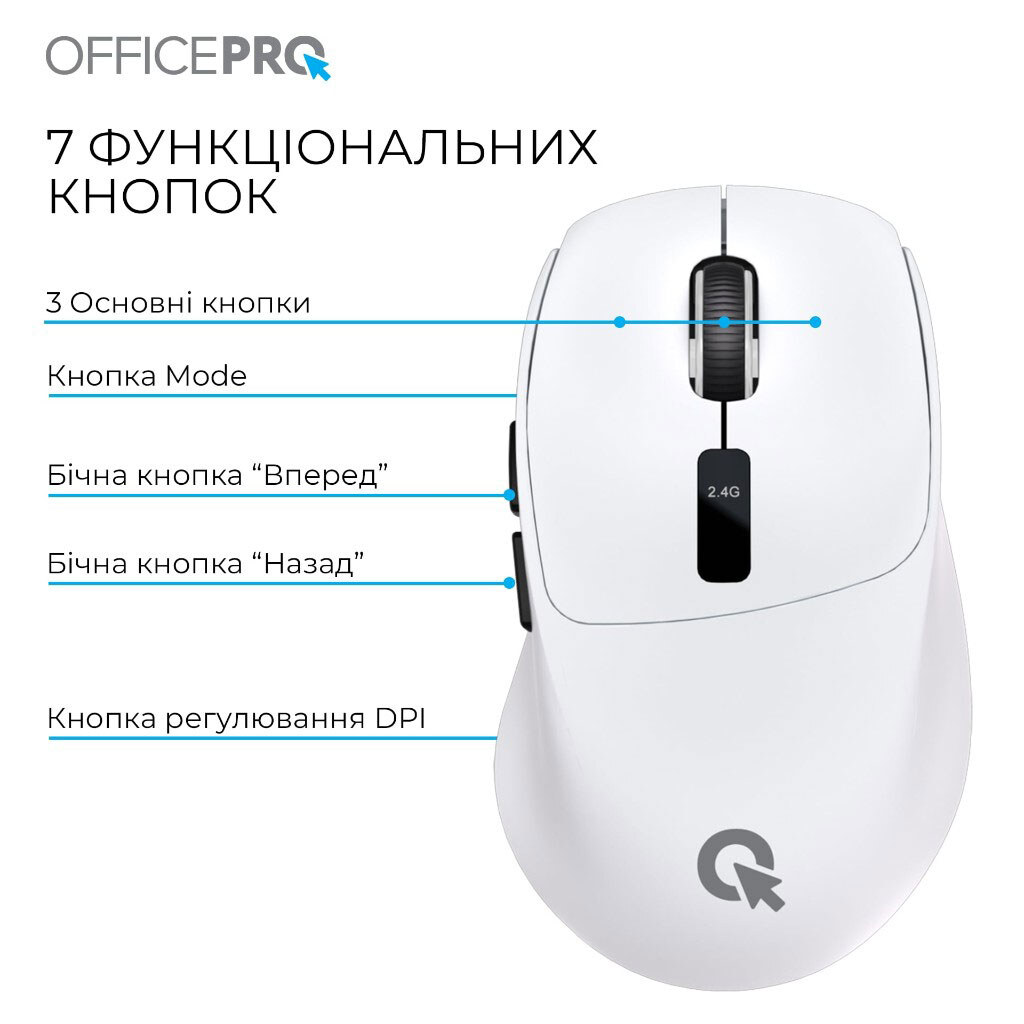 Мышь OfficePro M398W, OfficePro, Белый - № 7 Мышь OfficePro M398W, OfficePro, Белый - № 7