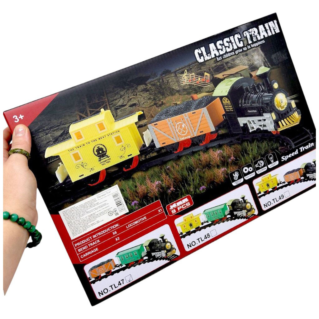 Залізниця: звук, підсвічування, 2 вагони, в коробці 41,5х6х27,5 см, Mic - № 2 Залізниця: звук, підсвічування, 2 вагони, в коробці 41,5х6х27,5 см, Mic - № 2