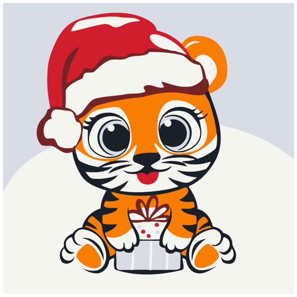 Картина по номерам "Полосатик с подарком", 20x20 см, Brushme - № 1 Картина по номерам "Полосатик с подарком", 20x20 см, Brushme - № 1