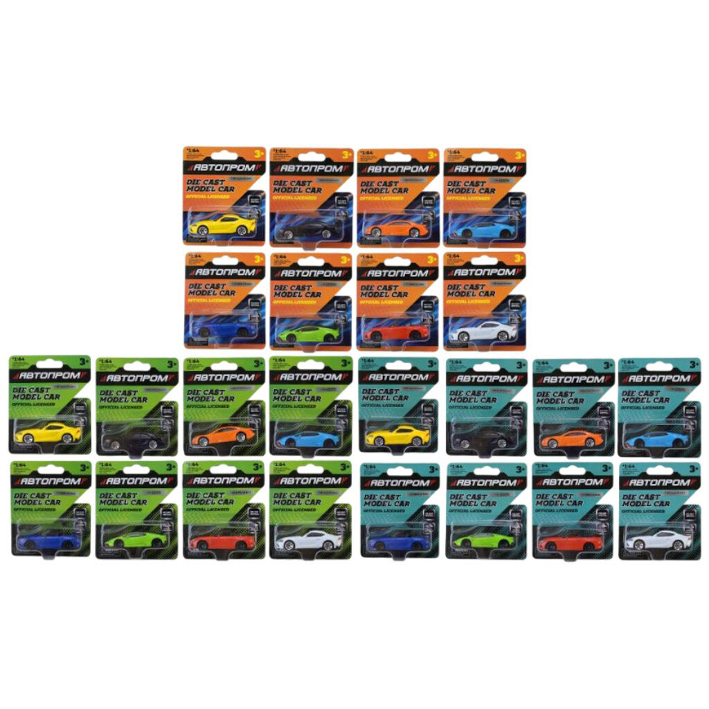 Машина металлическая, 1:64, микс моделей, на планшетке 10x3,5x12 см, Автопром - № 2 Машина металлическая, 1:64, микс моделей, на планшетке 10x3,5x12 см, Автопром - № 2