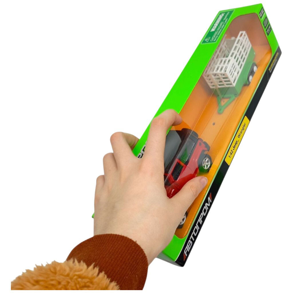 Машина+прицеп металлический 1:43 "Jeep Wrangler", откр. дверь, короб. 28x8x6,5см, Автопром - № 2 Машина+прицеп металлический 1:43 "Jeep Wrangler", откр. дверь, короб. 28x8x6,5см, Автопром - № 2