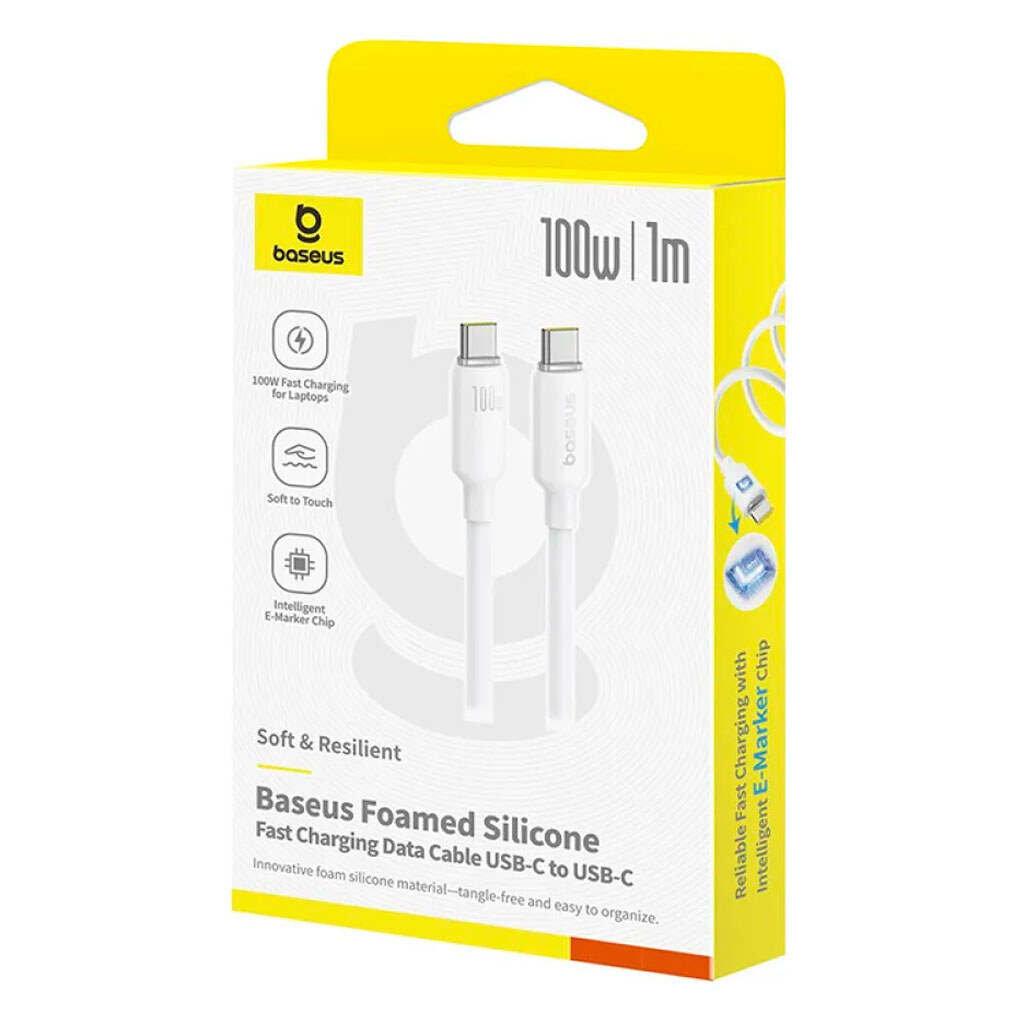 USB кабель Baseus E0426701 Foamed, Type-C, 1.0 м., Белый - № 2 USB кабель Baseus E0426701 Foamed, Type-C, 1.0 м., Белый - № 2