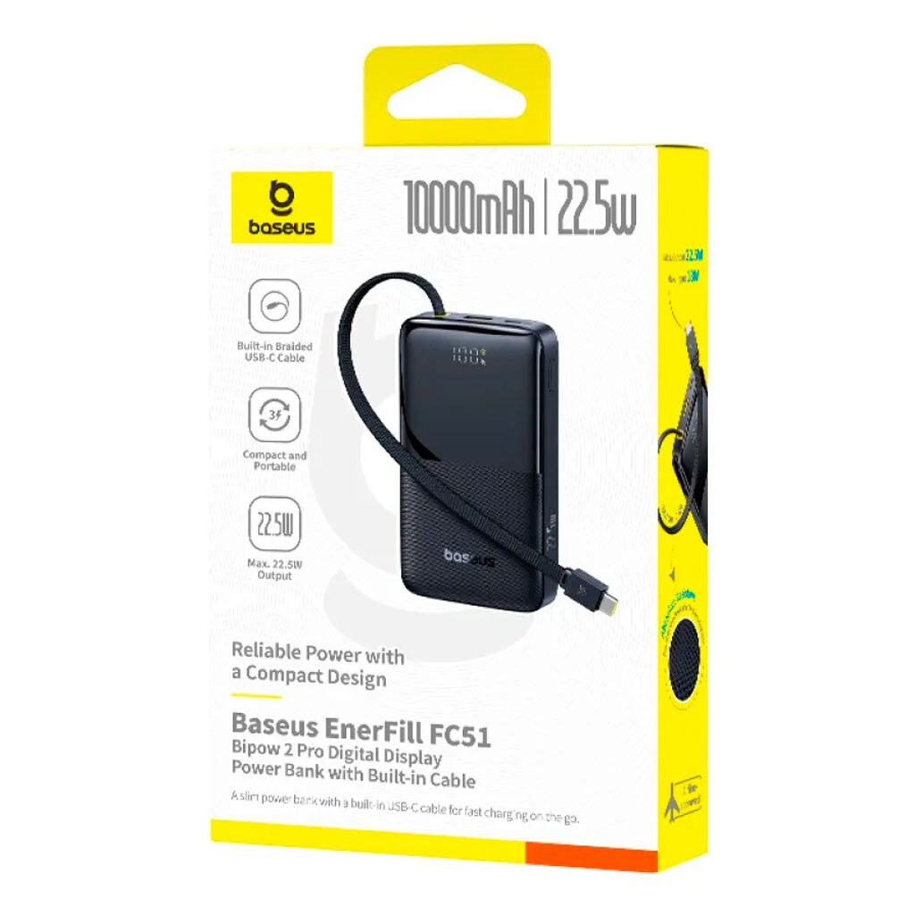 Портативна батарея (Power Bank) Baseus E0027600 EnerFill FC51 Bipow2 Pro, 10000 mAh, Чорний - № 2 Портативна батарея (Power Bank) Baseus E0027600 EnerFill FC51 Bipow2 Pro, 10000 mAh, Чорний - № 2