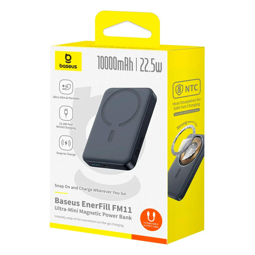 Портативная батарея (Power Bank) Baseus P1008210E123-00 EnerFill FM11 Ultra, 10000 mAh, Черный - № 2 Портативная батарея (Power Bank) Baseus P1008210E123-00 EnerFill FM11 Ultra, 10000 mAh, Черный - № 2
