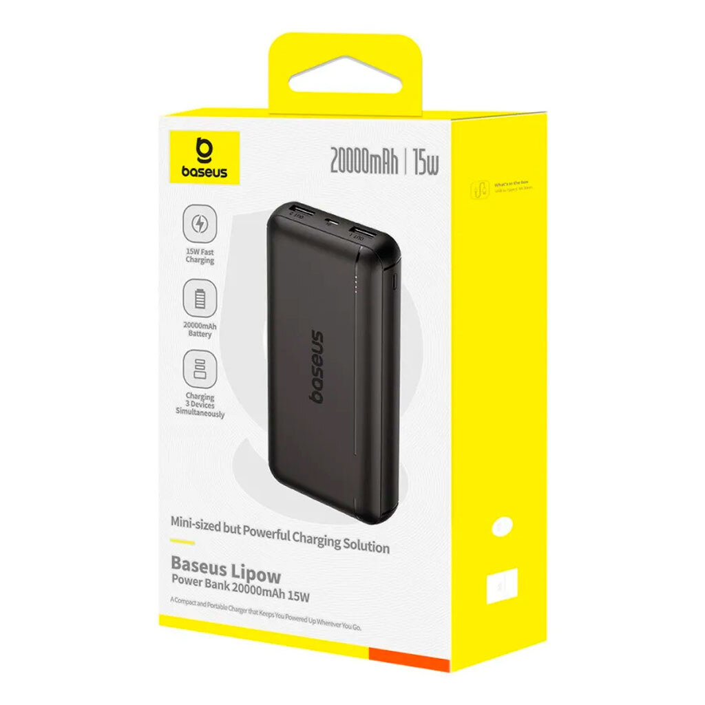 Портативная батарея (Power Bank) Baseus P10079100113-00 Lipow, 20000 mAh, Черный - № 2 Портативная батарея (Power Bank) Baseus P10079100113-00 Lipow, 20000 mAh, Черный - № 2