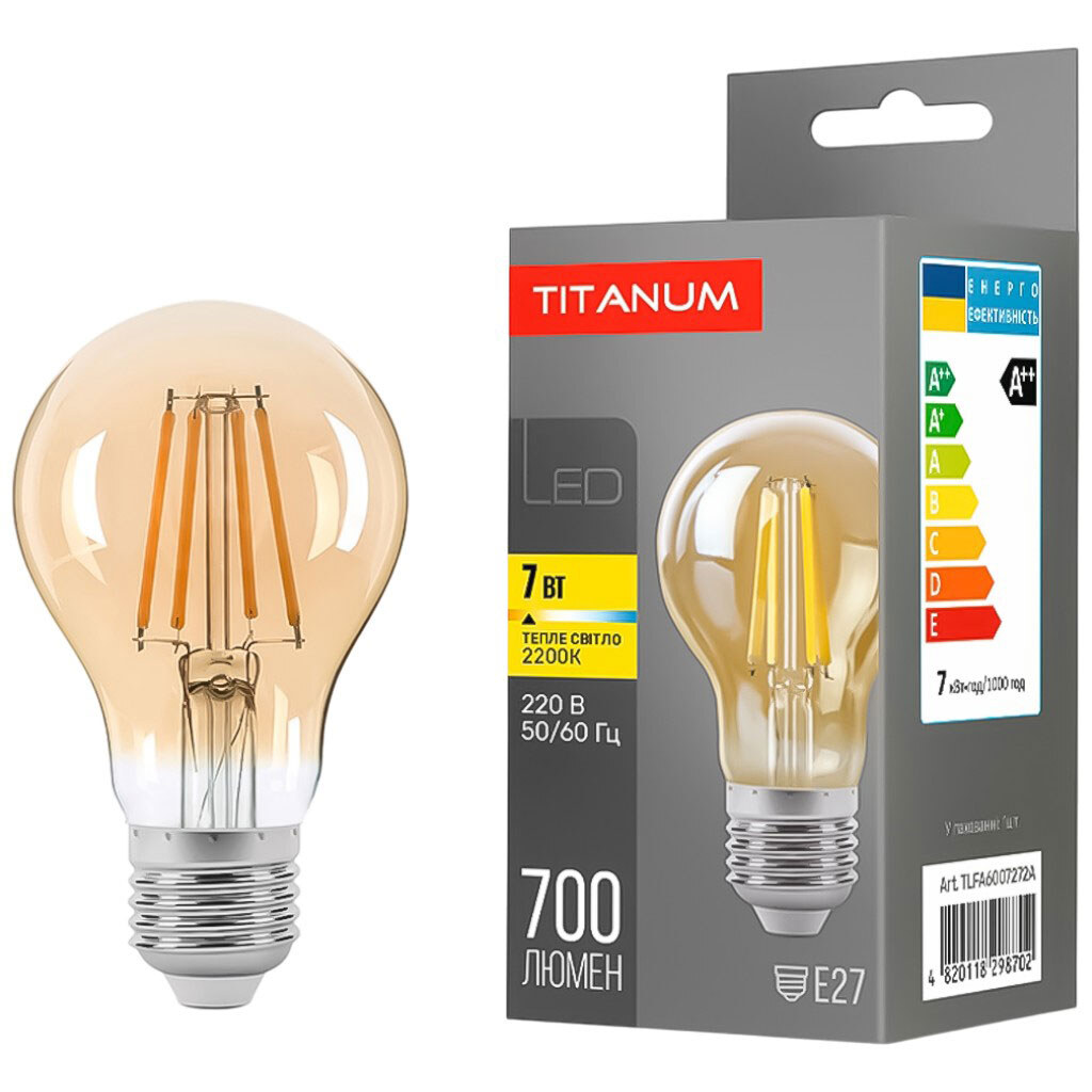 Лампа Titanum Filament A60 7W E27 2200K 220V - № 2 Лампа Titanum Filament A60 7W E27 2200K 220V - № 2
