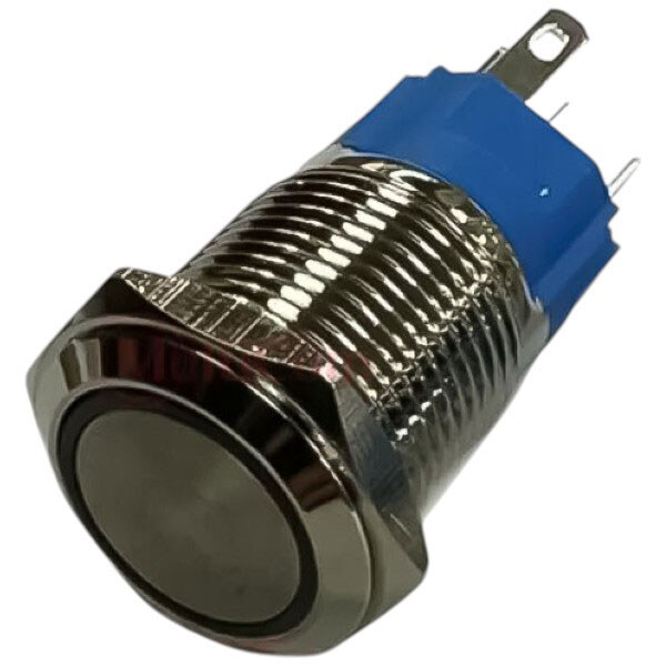 Кнопка антивандальная 16мм с подсветкой, с фиксацией, OFF-ON, 220V, выводы под пайку - № 1 Кнопка антивандальная 16мм с подсветкой, с фиксацией, OFF-ON, 220V, выводы под пайку - № 1