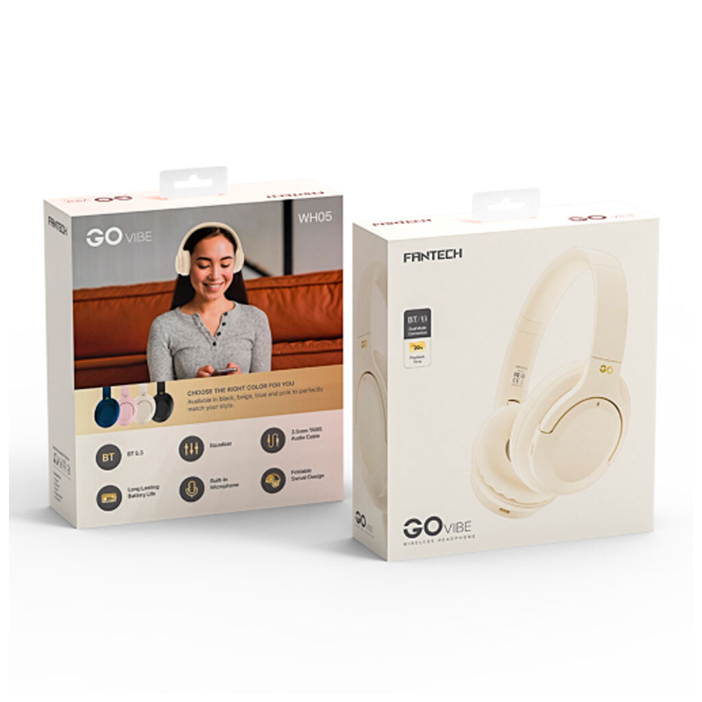 Bluetooth-гарнітура Fantech Go Vibe WH05, Стерео, Бежевий - № 2 Bluetooth-гарнітура Fantech Go Vibe WH05, Стерео, Бежевий - № 2