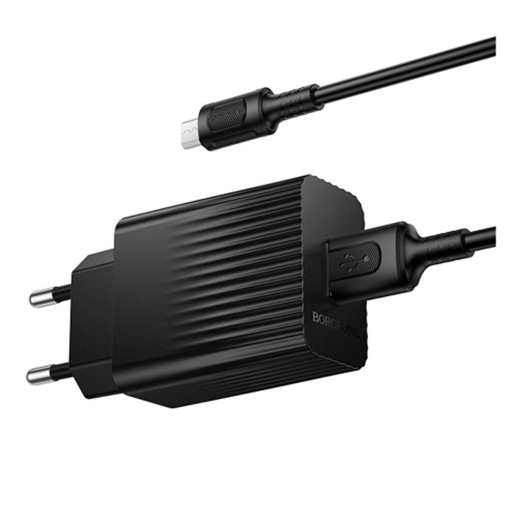 СЗУ Borofone BAS72A, MicroUSB, З кабелем, Чорний - № 2 СЗУ Borofone BAS72A, MicroUSB, З кабелем, Чорний - № 2