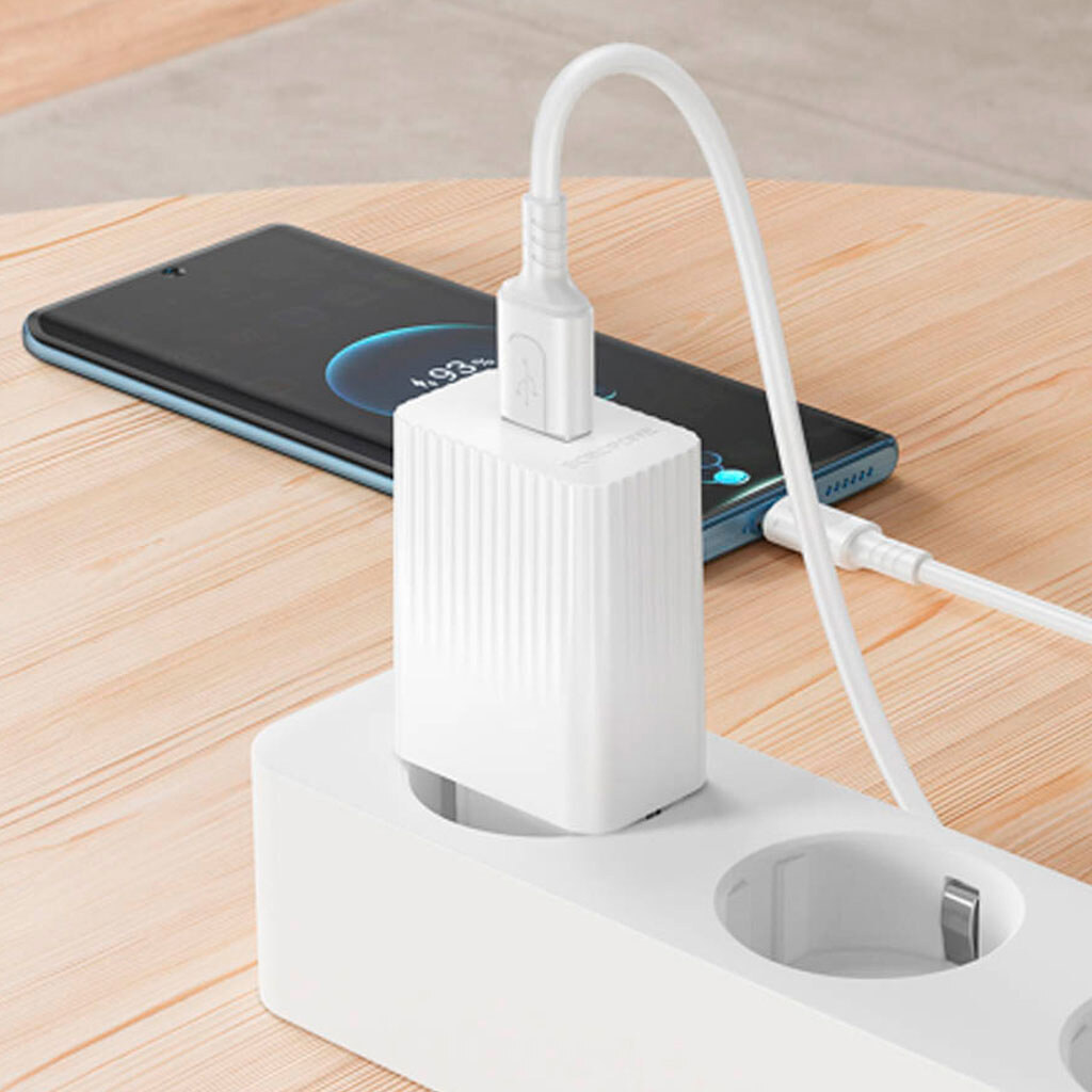 СЗУ Borofone BAS72A, Type-C, З кабелем, Білий - № 5 СЗУ Borofone BAS72A, Type-C, З кабелем, Білий - № 5