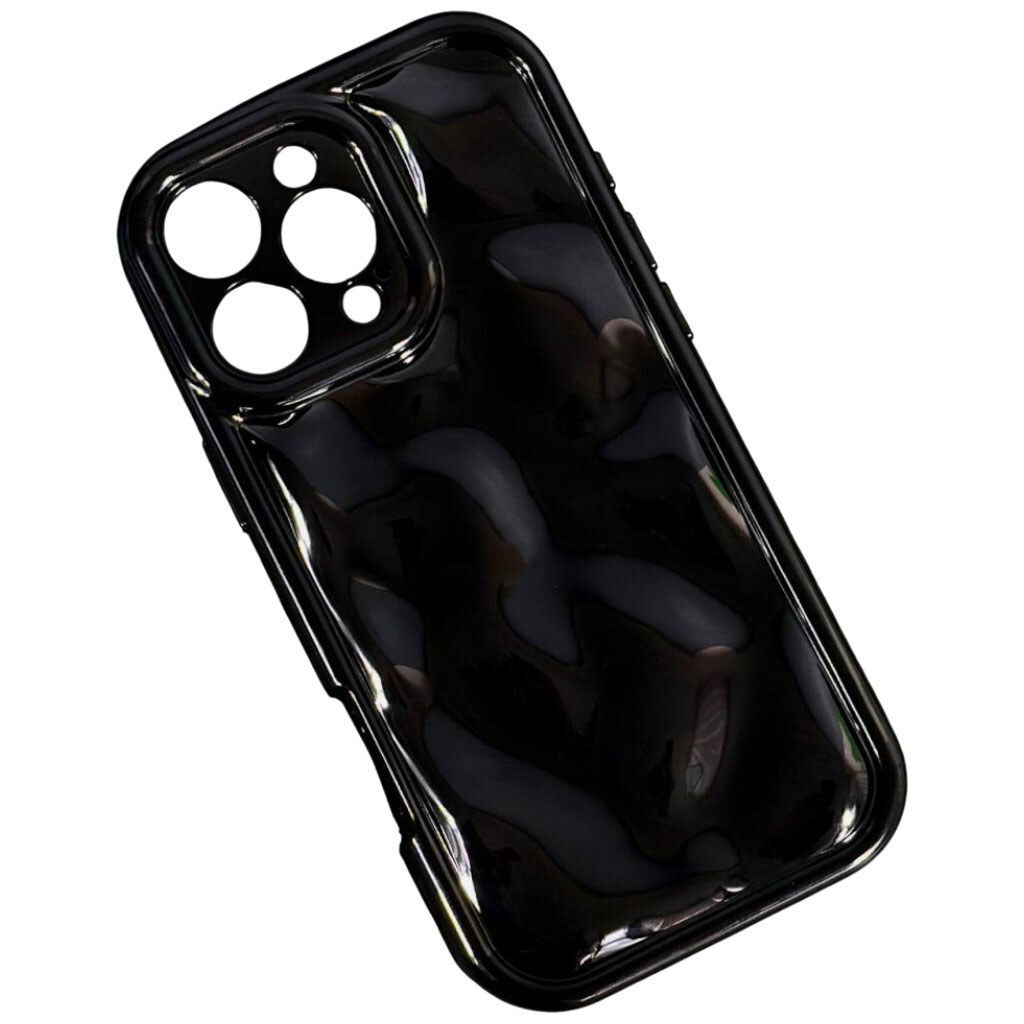 Чехол (накладка) Apple iPhone 16 Pro, Bubble Wavy 3D, Чорний - № 1 Чехол (накладка) Apple iPhone 16 Pro, Bubble Wavy 3D, Чорний - № 1