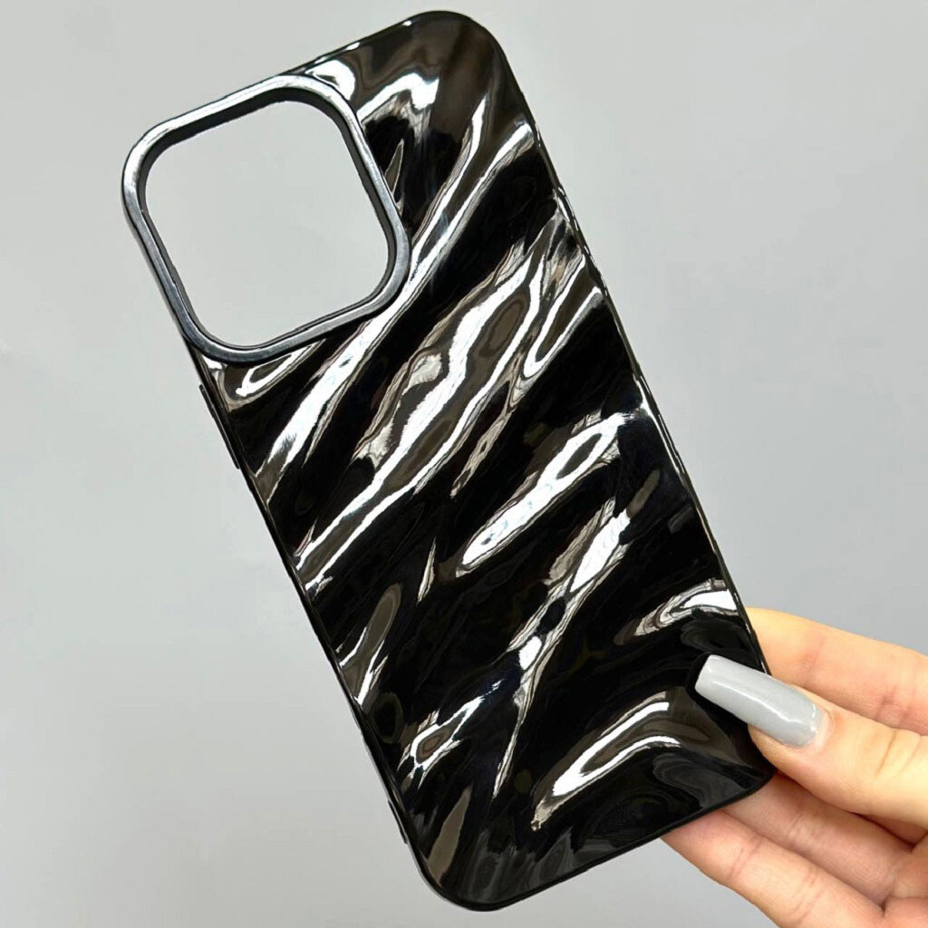 Чехол (накладка) Apple iPhone 17 Air, Wavy Pattern 3D, Чорний - № 2 Чехол (накладка) Apple iPhone 17 Air, Wavy Pattern 3D, Чорний - № 2