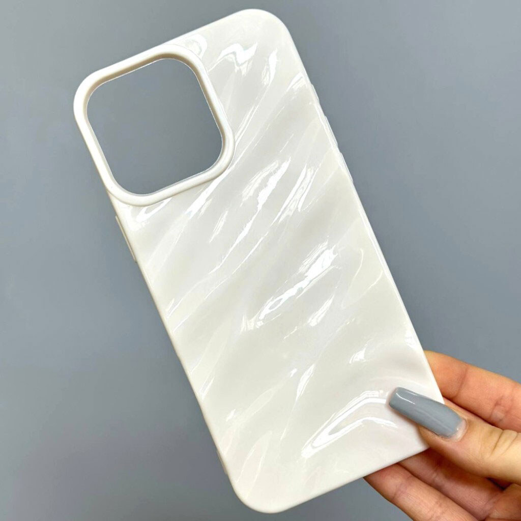 Чехол (накладка) Apple iPhone 17 Pro Max, Wavy Pattern 3D, Білий - № 2 Чехол (накладка) Apple iPhone 17 Pro Max, Wavy Pattern 3D, Білий - № 2