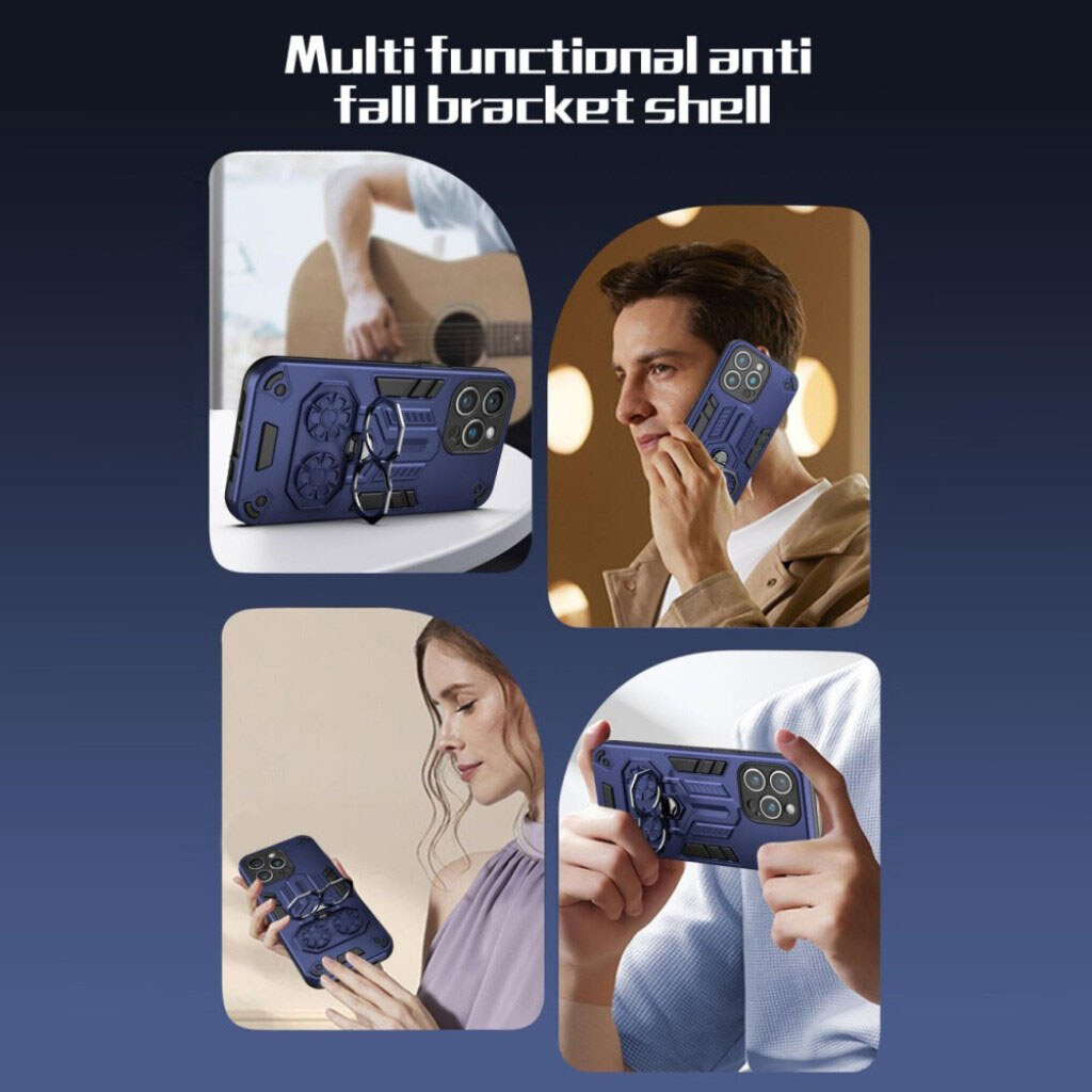 Чехол (накладка) Apple iPhone 16, Armor Shield Ring Holder, Синій - № 13 Чехол (накладка) Apple iPhone 16, Armor Shield Ring Holder, Синій - № 13