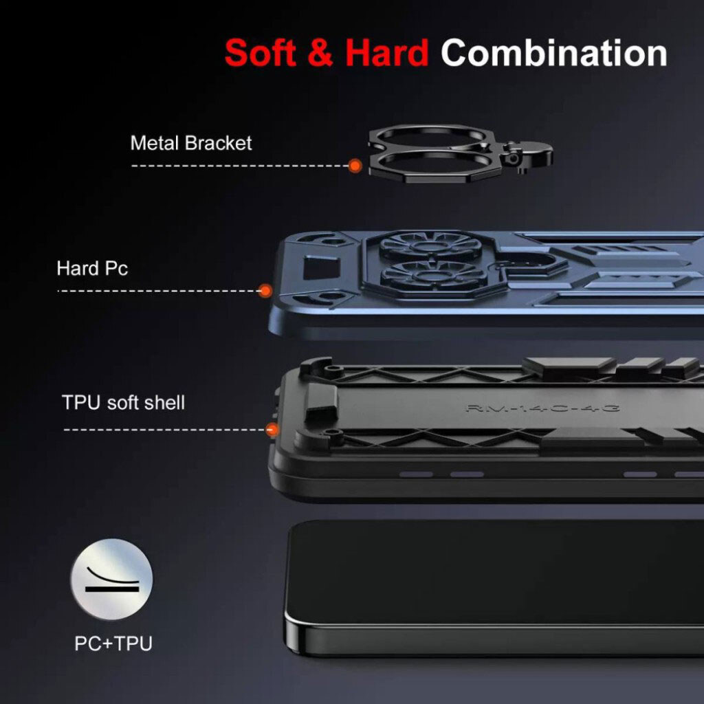 Чехол (накладка) Samsung A175 Galaxy A17 4G, Armor Shield Ring Holder, Серебряный - № 14 Чехол (накладка) Samsung A175 Galaxy A17 4G, Armor Shield Ring Holder, Серебряный - № 14