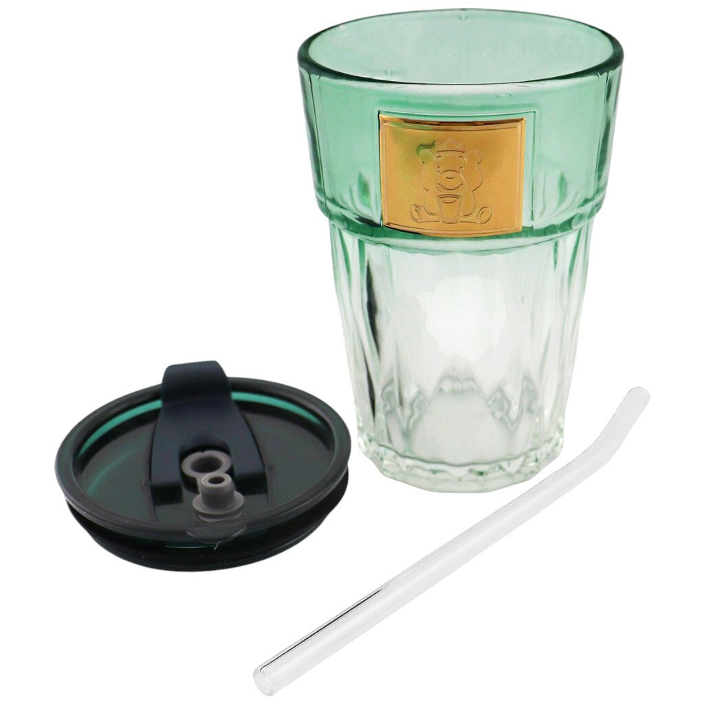 Емкость для напитков стеклянная с крышкой и трубочкой 400 мл - № 2 Емкость для напитков стеклянная с крышкой и трубочкой 400 мл - № 2