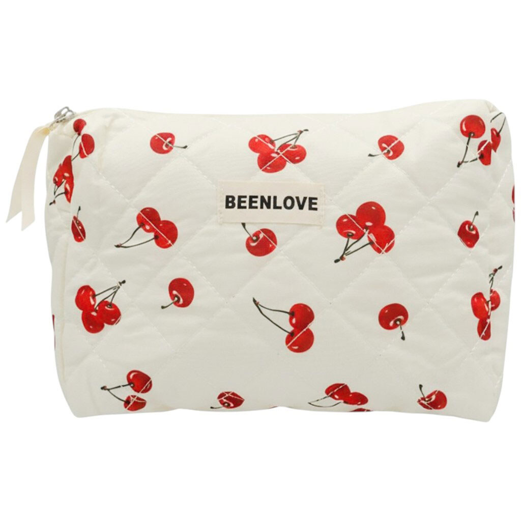 Женская косметичка текстильная на молнии Вишни - № 1 Женская косметичка текстильная на молнии Вишни - № 1
