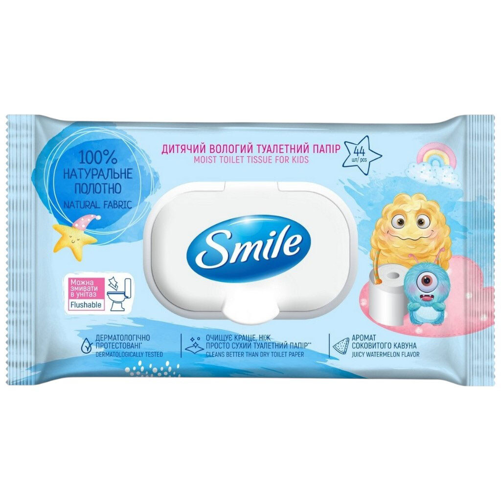 Туалетная бумага влажный детский Smile клапан - № 1 Туалетная бумага влажный детский Smile клапан - № 1