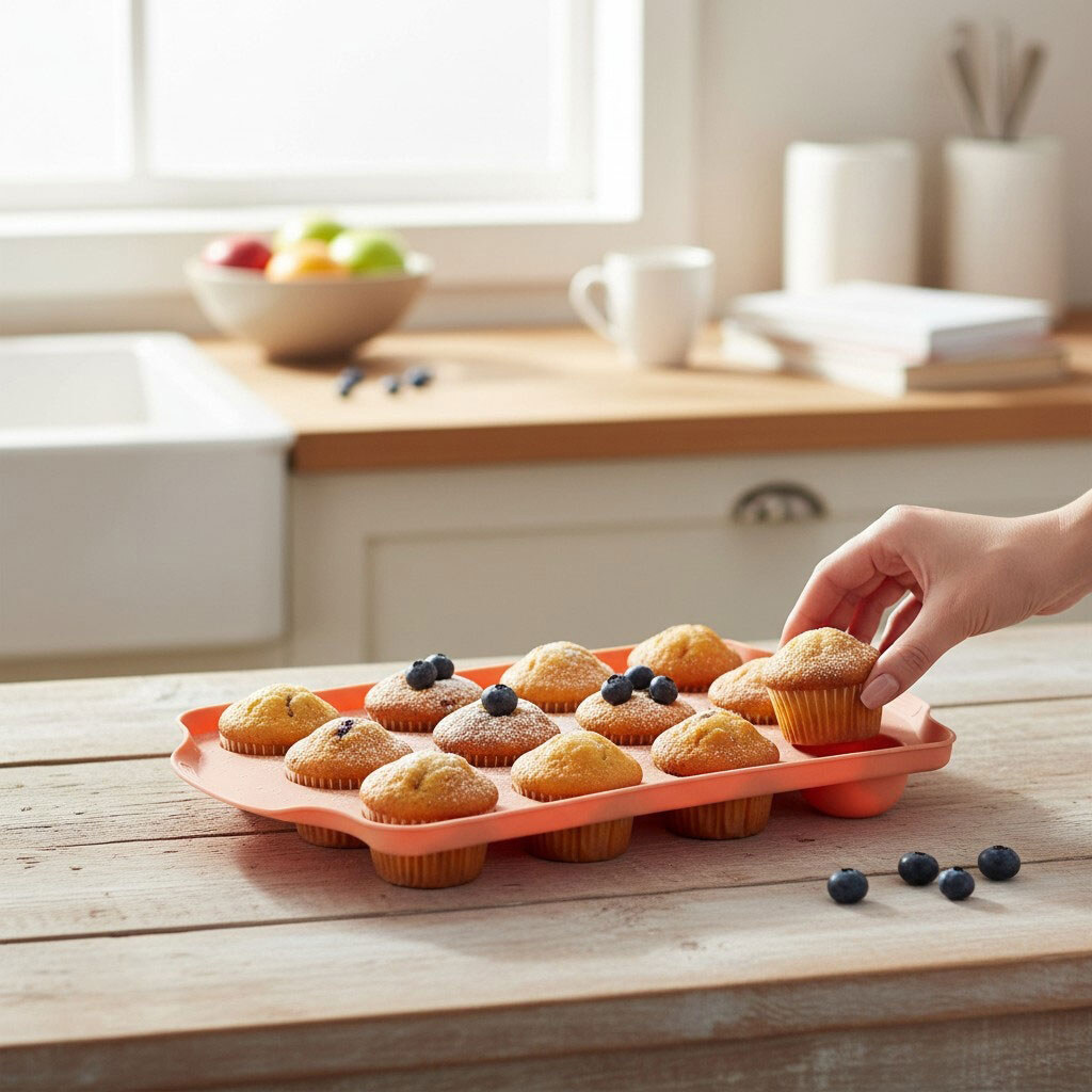 Форма для выпекания кексов силиконовая 12шт/лист 30х19,5 см - № 2 Форма для выпекания кексов силиконовая 12шт/лист 30х19,5 см - № 2