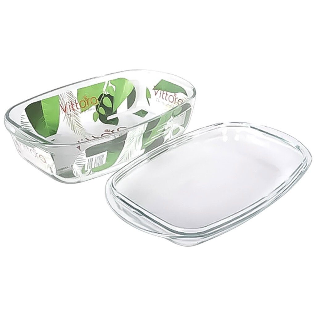 Форма для выпечки стеклянная прямоугольная с крышкой Vittora 32,5x20 см 4,5 л - № 2 Форма для выпечки стеклянная прямоугольная с крышкой Vittora 32,5x20 см 4,5 л - № 2