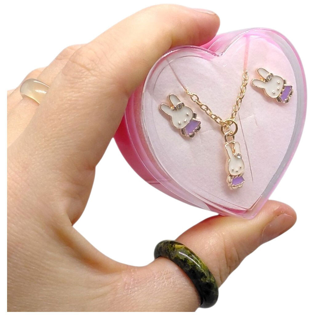 Детский набор украшений: кулон+серьги, с лавандовым зайчиком, Mic - № 2 Детский набор украшений: кулон+серьги, с лавандовым зайчиком, Mic - № 2