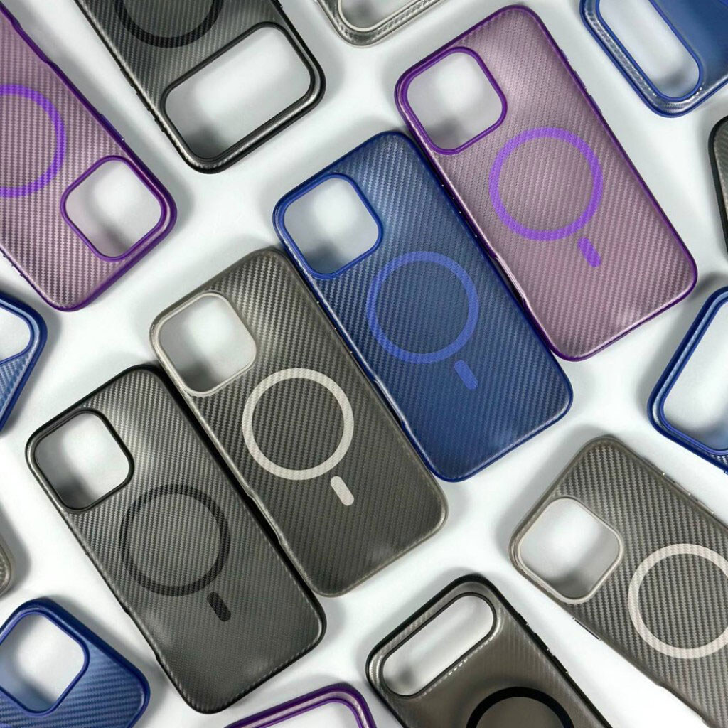 Чехол (накладка) Apple iPhone 16, Carbon Fibre Texture, MagSafe, Серый - № 5 Чехол (накладка) Apple iPhone 16, Carbon Fibre Texture, MagSafe, Серый - № 5