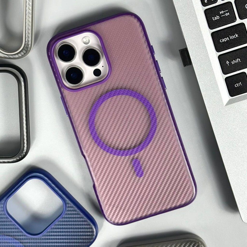 Чехол (накладка) Apple iPhone 16e, Carbon Fibre Texture, MagSafe, Серый - № 4 Чехол (накладка) Apple iPhone 16e, Carbon Fibre Texture, MagSafe, Серый - № 4