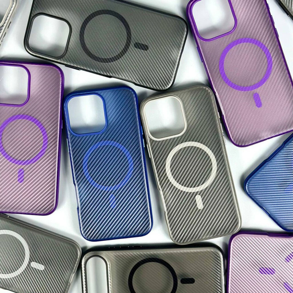 Чехол (накладка) Apple iPhone 17 Air, Carbon Fibre Texture, MagSafe, Синий - № 3 Чехол (накладка) Apple iPhone 17 Air, Carbon Fibre Texture, MagSafe, Синий - № 3