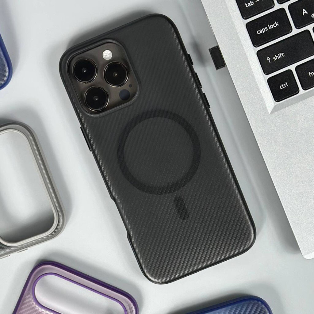 Чехол (накладка) Apple iPhone 17 Air, Carbon Fibre Texture, MagSafe, Синий - № 6 Чехол (накладка) Apple iPhone 17 Air, Carbon Fibre Texture, MagSafe, Синий - № 6