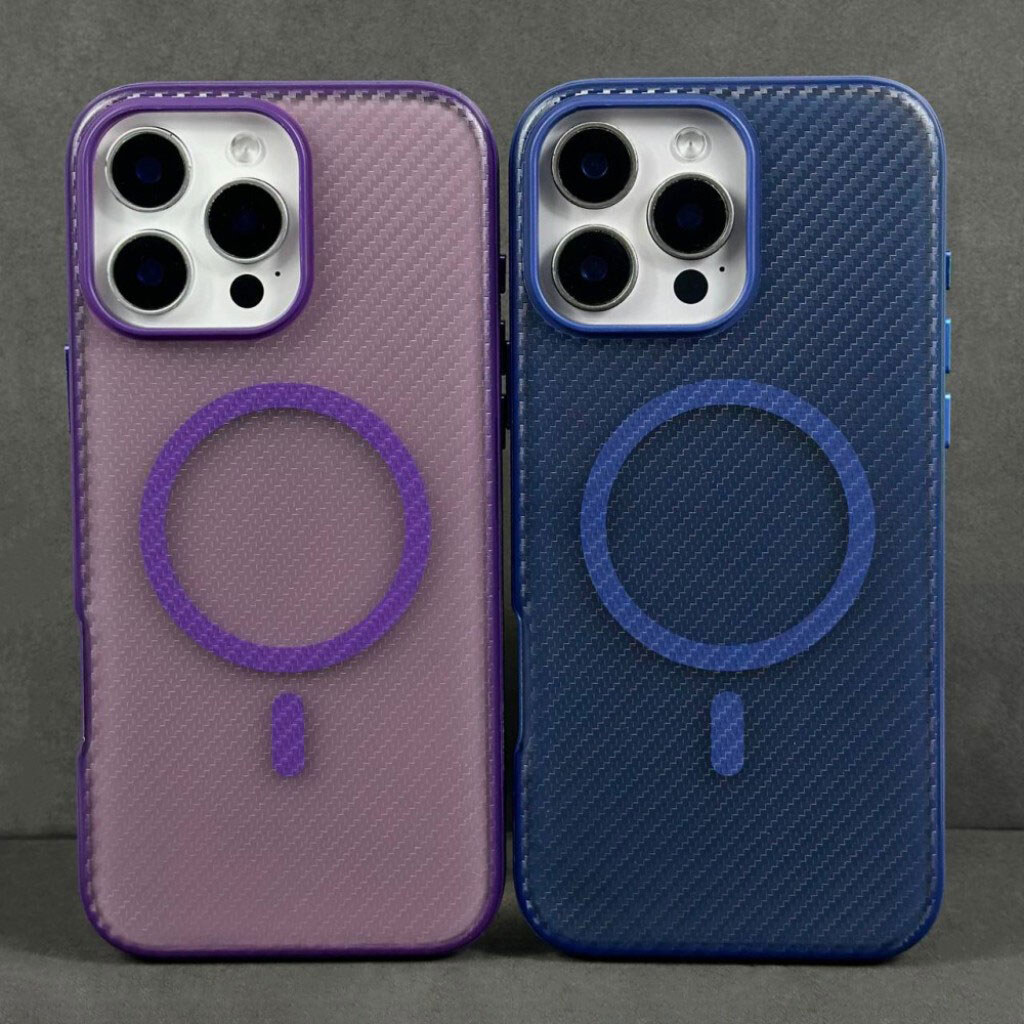 Чехол (накладка) Apple iPhone 17, Carbon Fibre Texture, MagSafe, Синий - № 9 Чехол (накладка) Apple iPhone 17, Carbon Fibre Texture, MagSafe, Синий - № 9