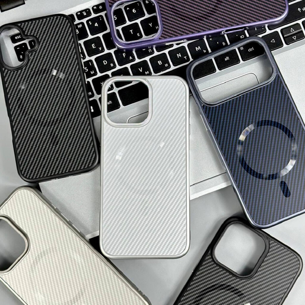 Чехол (накладка) Apple iPhone 15, Carbon Pattern Shockproof, MagSafe, Черный - № 5 Чехол (накладка) Apple iPhone 15, Carbon Pattern Shockproof, MagSafe, Черный - № 5