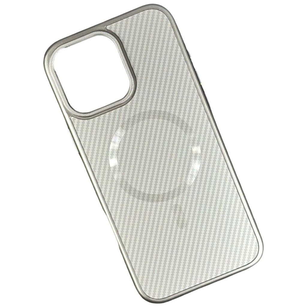 Чохол (накладка) Apple iPhone 16 Pro Max, Carbon Pattern Shockproof, Platinum, MagSafe, Сірий - № 1 Чохол (накладка) Apple iPhone 16 Pro Max, Carbon Pattern Shockproof, Platinum, MagSafe, Сірий - № 1