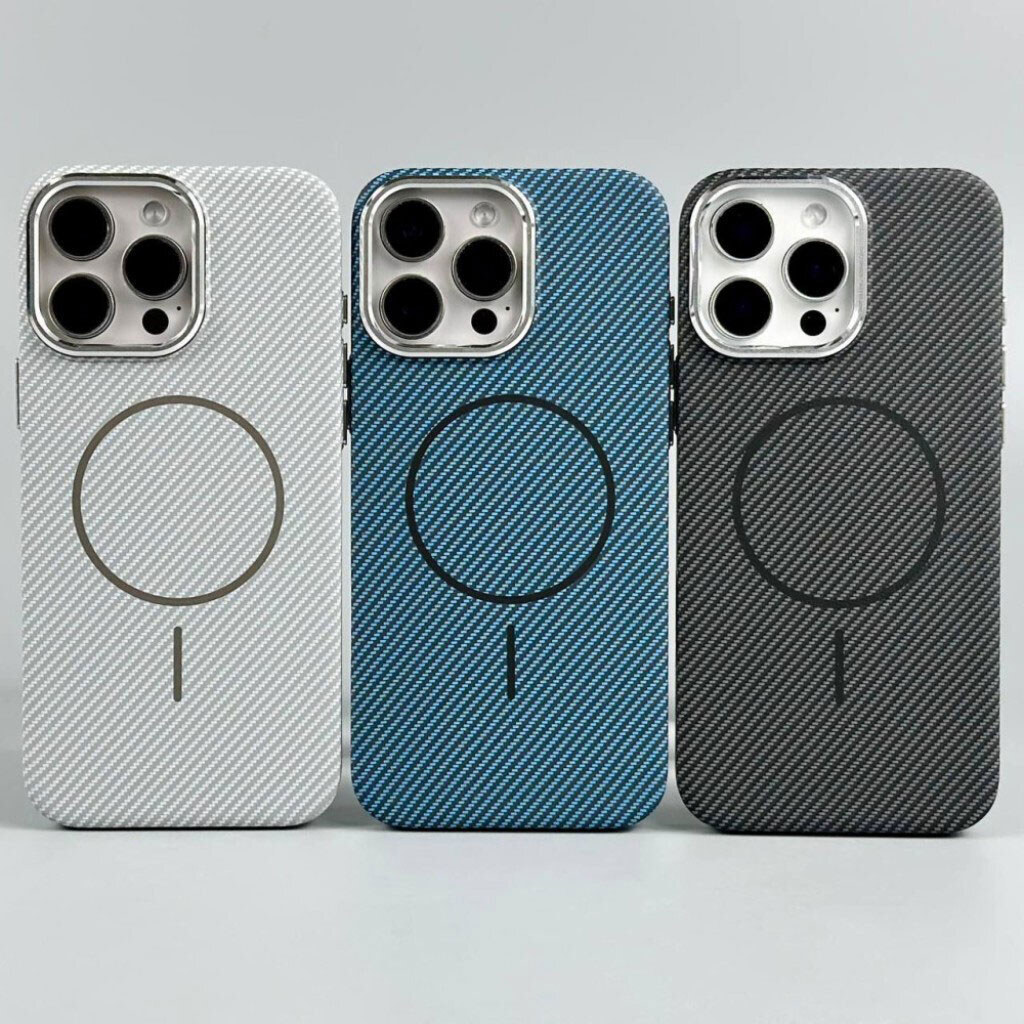 Чохол (накладка) Apple iPhone 17, Carbon Pattern Slim, Grey Ey, MagSafe, Сірий - № 2 Чохол (накладка) Apple iPhone 17, Carbon Pattern Slim, Grey Ey, MagSafe, Сірий - № 2