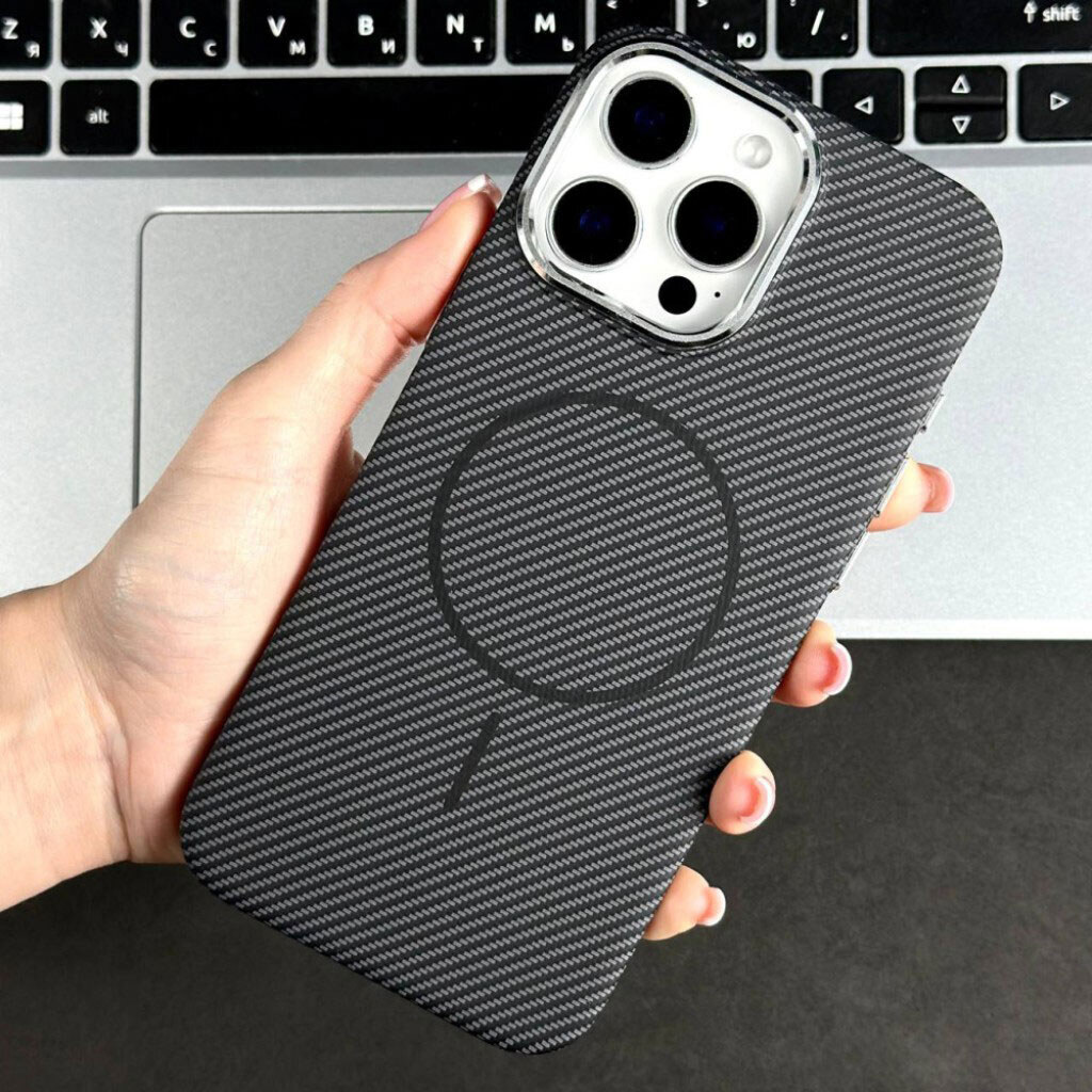 Чехол (накладка) Samsung S928 Galaxy S24 Ultra, Carbon Pattern Slim, MagSafe, Grey Ey, Серый - № 6 Чехол (накладка) Samsung S928 Galaxy S24 Ultra, Carbon Pattern Slim, MagSafe, Grey Ey, Серый - № 6
