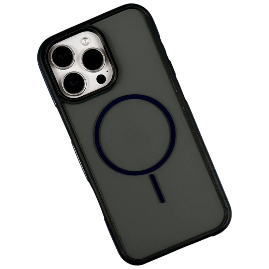 Чехол (накладка) Apple iPhone 15, Crystal Black, MagSafe, Синий - № 1 Чехол (накладка) Apple iPhone 15, Crystal Black, MagSafe, Синий - № 1