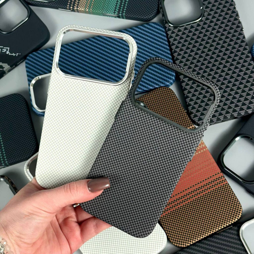 Чохол (накладка) Apple iPhone 16 Pro Max, Elite Carbon Matte Box, Blue Diagonals, MagSafe, Малюнок - № 5 Чохол (накладка) Apple iPhone 16 Pro Max, Elite Carbon Matte Box, Blue Diagonals, MagSafe, Малюнок - № 5