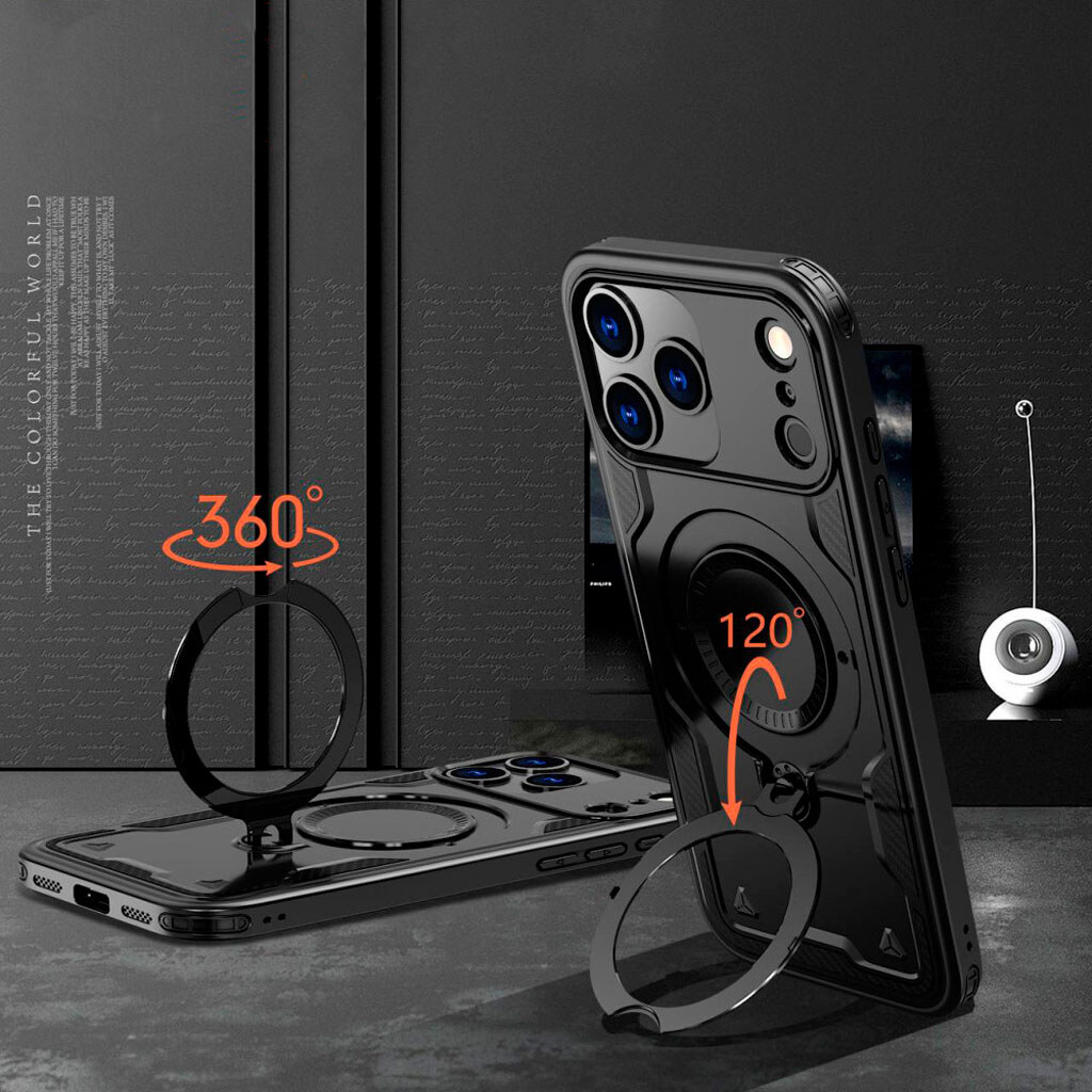 Чохол (накладка) Apple iPhone 17, Armor Rotating Magnetic, MagSafe, Чорний - № 3 Чохол (накладка) Apple iPhone 17, Armor Rotating Magnetic, MagSafe, Чорний - № 3