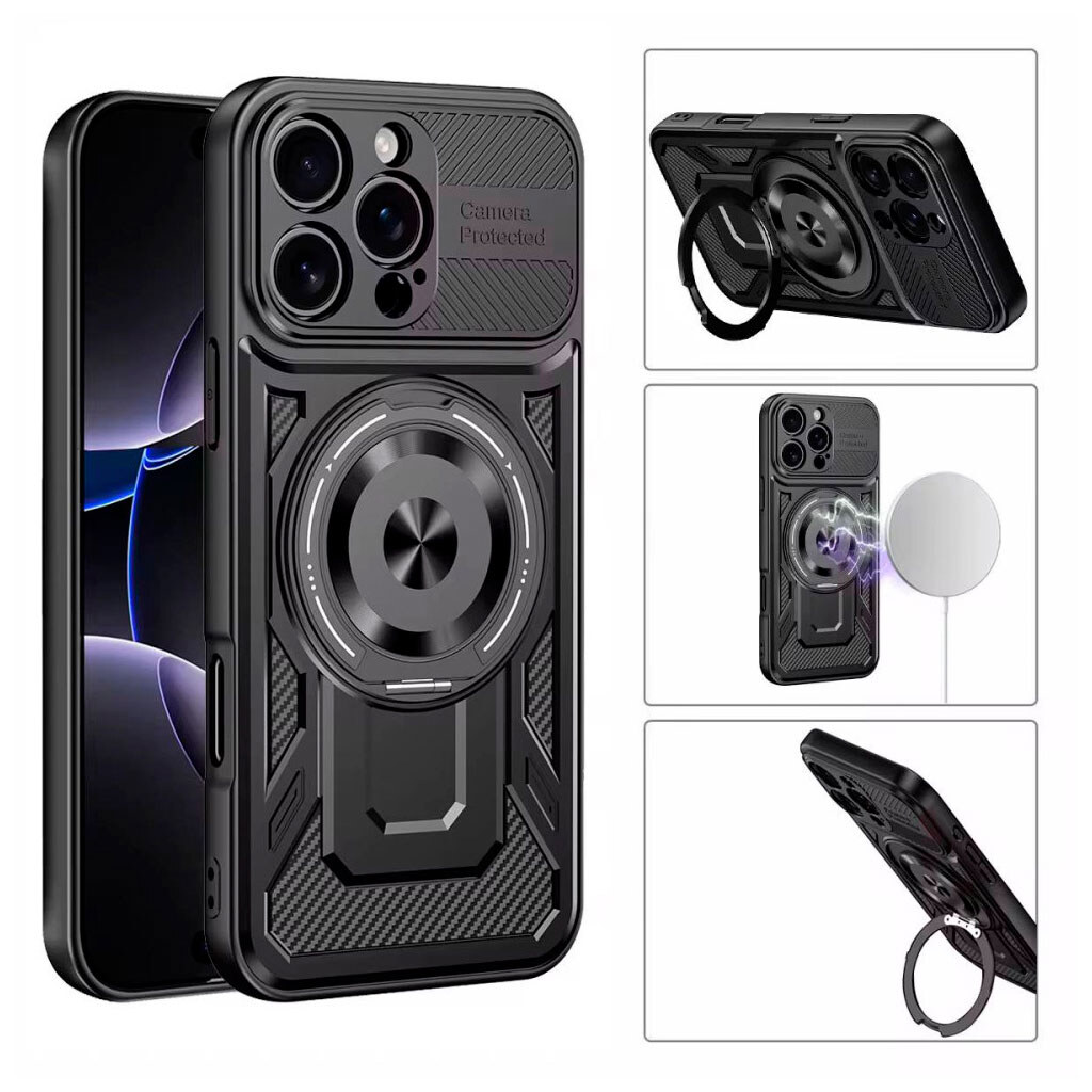 Чехол (накладка) Samsung Galaxy S24, Armor Rotating Magnetic, MagSafe, Черный - № 2 Чехол (накладка) Samsung Galaxy S24, Armor Rotating Magnetic, MagSafe, Черный - № 2