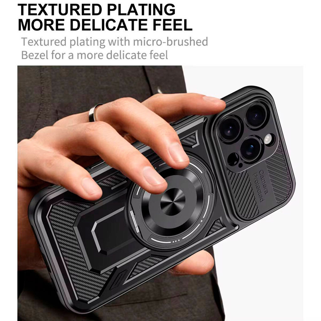 Чохол (накладка) Xiaomi Poco C85 / Redmi 15C, Armor Rotating Magnetic, MagSafe, Чорний - № 6 Чохол (накладка) Xiaomi Poco C85 / Redmi 15C, Armor Rotating Magnetic, MagSafe, Чорний - № 6