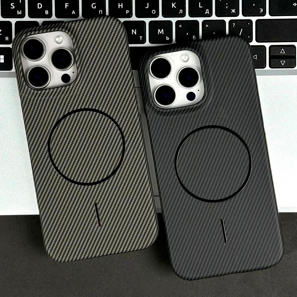 Чохол (накладка) Apple iPhone 15 Pro, Carbon, MagSafe, Коричневий - № 6 Чохол (накладка) Apple iPhone 15 Pro, Carbon, MagSafe, Коричневий - № 6