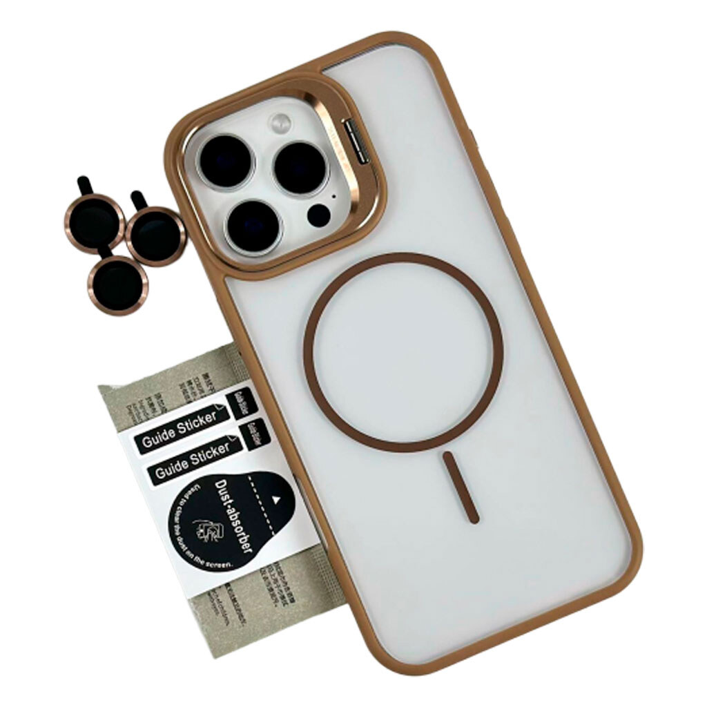 Чохол (накладка) Apple iPhone 12, Air Beats Crystal Stand Camera, MagSafe, Коричневий - № 1 Чохол (накладка) Apple iPhone 12, Air Beats Crystal Stand Camera, MagSafe, Коричневий - № 1