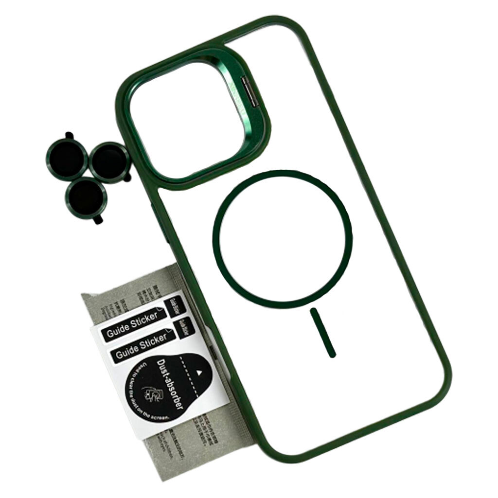 Чохол (накладка) Apple iPhone 14, Air Beats Crystal Stand Camera, MagSafe, Зелений - № 1 Чохол (накладка) Apple iPhone 14, Air Beats Crystal Stand Camera, MagSafe, Зелений - № 1