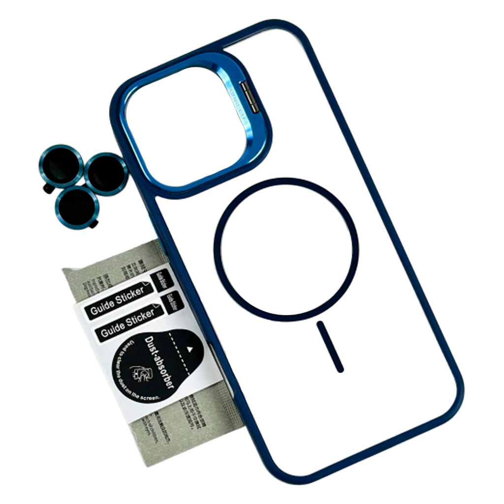 Чехол (накладка) Apple iPhone 15 Pro, Air Beats Crystal Stand Camera, MagSafe, Синий - № 1 Чехол (накладка) Apple iPhone 15 Pro, Air Beats Crystal Stand Camera, MagSafe, Синий - № 1