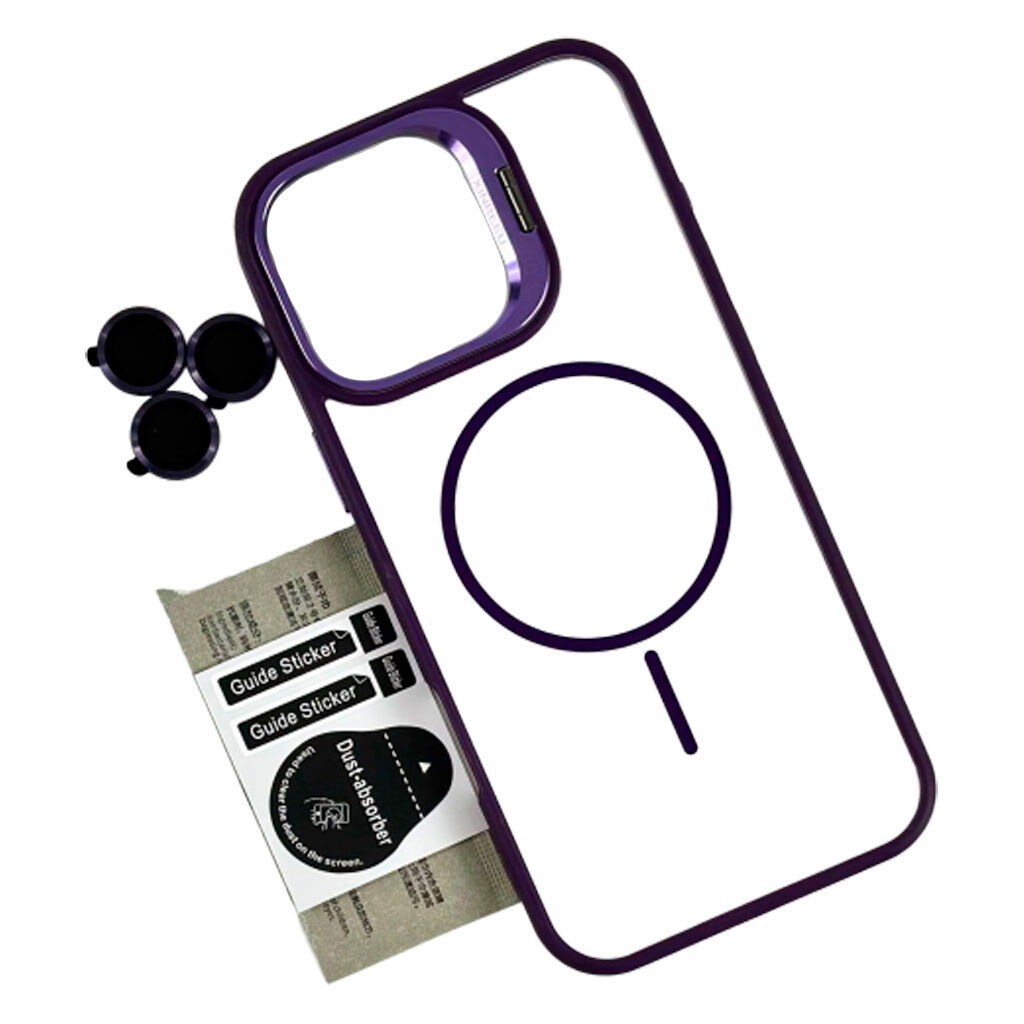 Чохол (накладка) Apple iPhone 16 Pro Max, Air Beats Crystal Stand Camera, MagSafe, Фіолетовий - № 1 Чохол (накладка) Apple iPhone 16 Pro Max, Air Beats Crystal Stand Camera, MagSafe, Фіолетовий - № 1