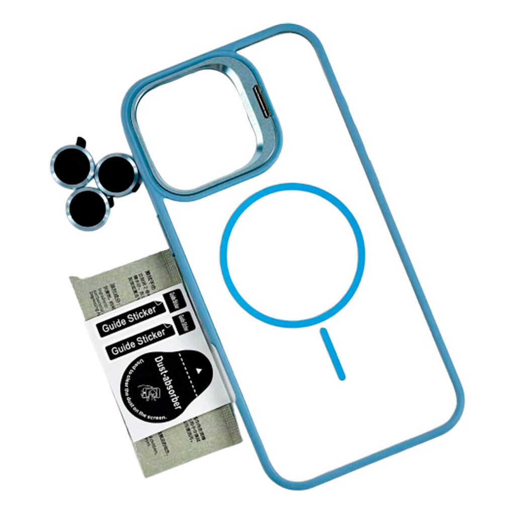 Чехол (накладка) Apple iPhone 16 Pro, Air Beats Crystal Stand Camera, MagSafe, Light Blue, Голубой - № 1 Чехол (накладка) Apple iPhone 16 Pro, Air Beats Crystal Stand Camera, MagSafe, Light Blue, Голубой - № 1