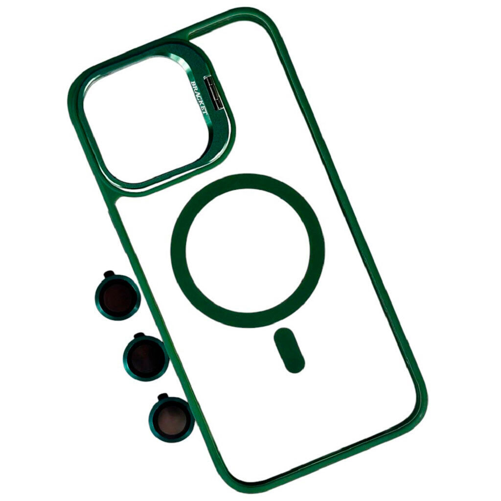 Чехол (накладка) Apple iPhone 13 Pro Max, Crystal Stend Camera, MagSafe, Зеленый - № 1 Чехол (накладка) Apple iPhone 13 Pro Max, Crystal Stend Camera, MagSafe, Зеленый - № 1