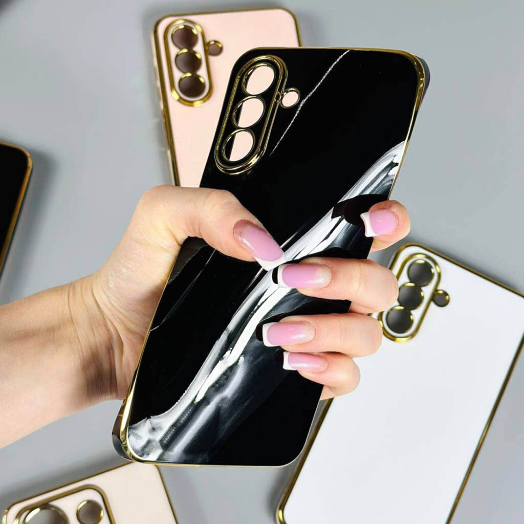 Чехол (накладка) Xiaomi Redmi Note 14 Pro 4G, Golden Line Separate Camera, Черный - № 5 Чехол (накладка) Xiaomi Redmi Note 14 Pro 4G, Golden Line Separate Camera, Черный - № 5