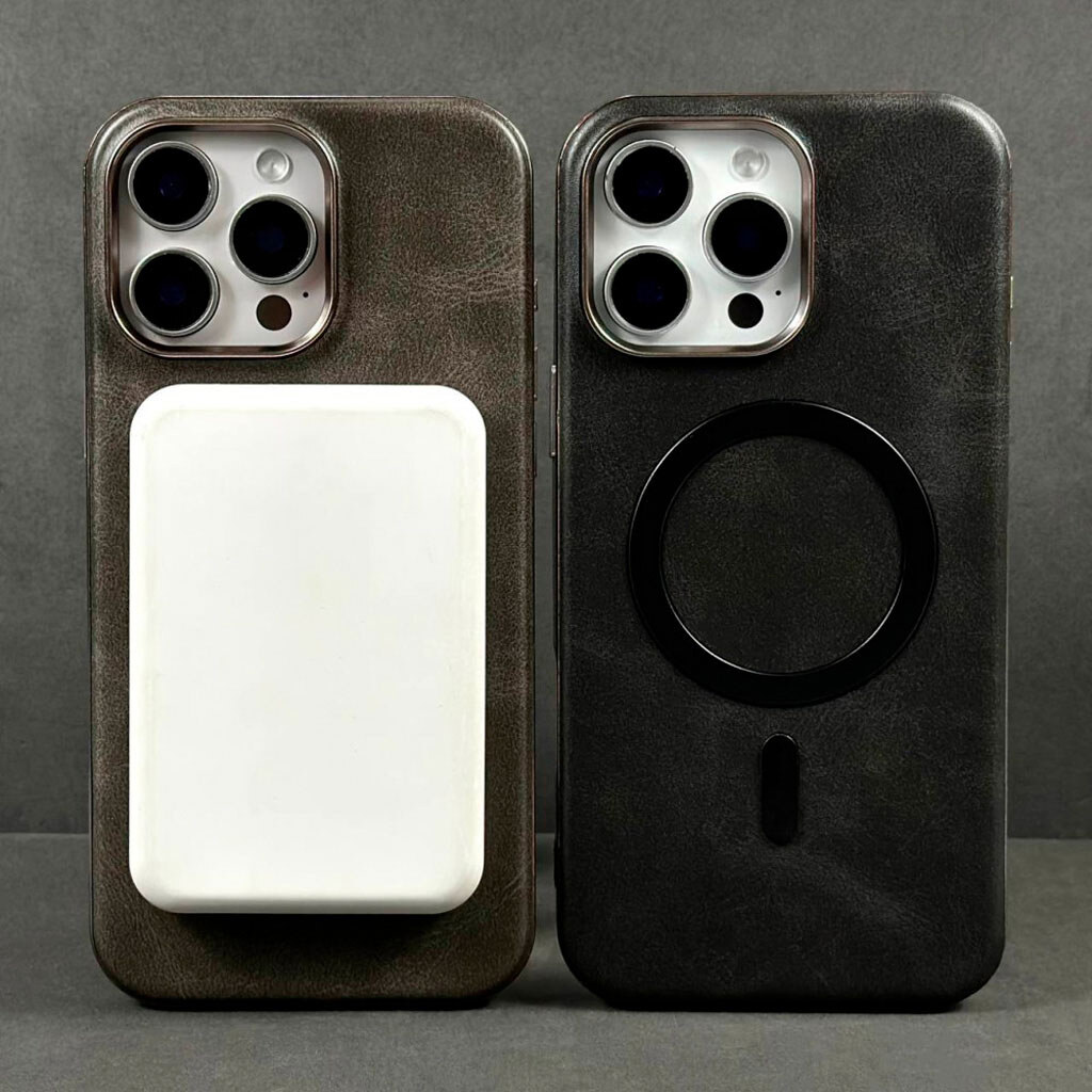 Чохол (накладка) Apple iPhone 17 Air, Leather Magnetic Metal Frame, MagSafe, Коричневий - № 2 Чохол (накладка) Apple iPhone 17 Air, Leather Magnetic Metal Frame, MagSafe, Коричневий - № 2