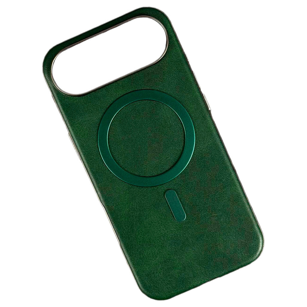 Чохол (накладка) Apple iPhone 17 Air, Leather Magnetic Metal Frame, MagSafe, Зелений - № 1 Чохол (накладка) Apple iPhone 17 Air, Leather Magnetic Metal Frame, MagSafe, Зелений - № 1
